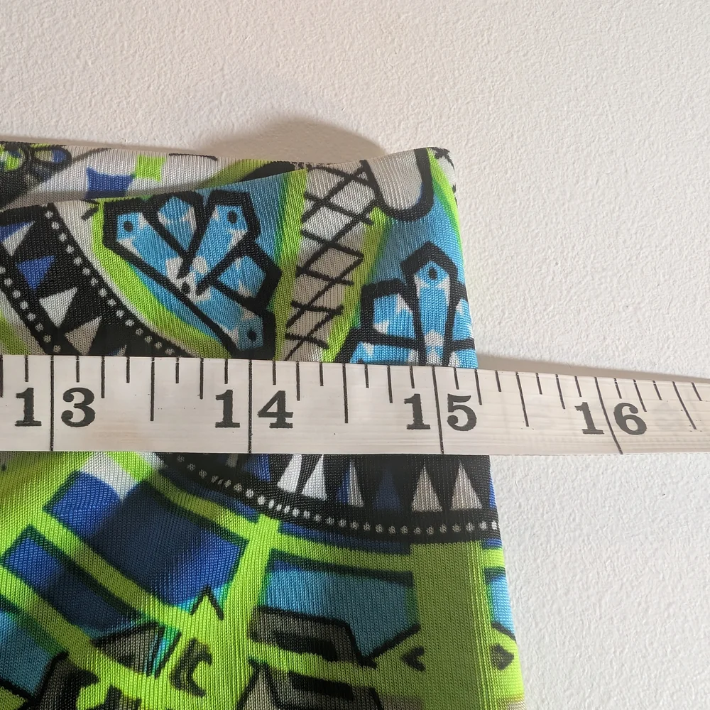Bobbie Brooks Size M Palazzo Wide Leg Pants in Blue and Green Pattern - Picture 5 of 7
